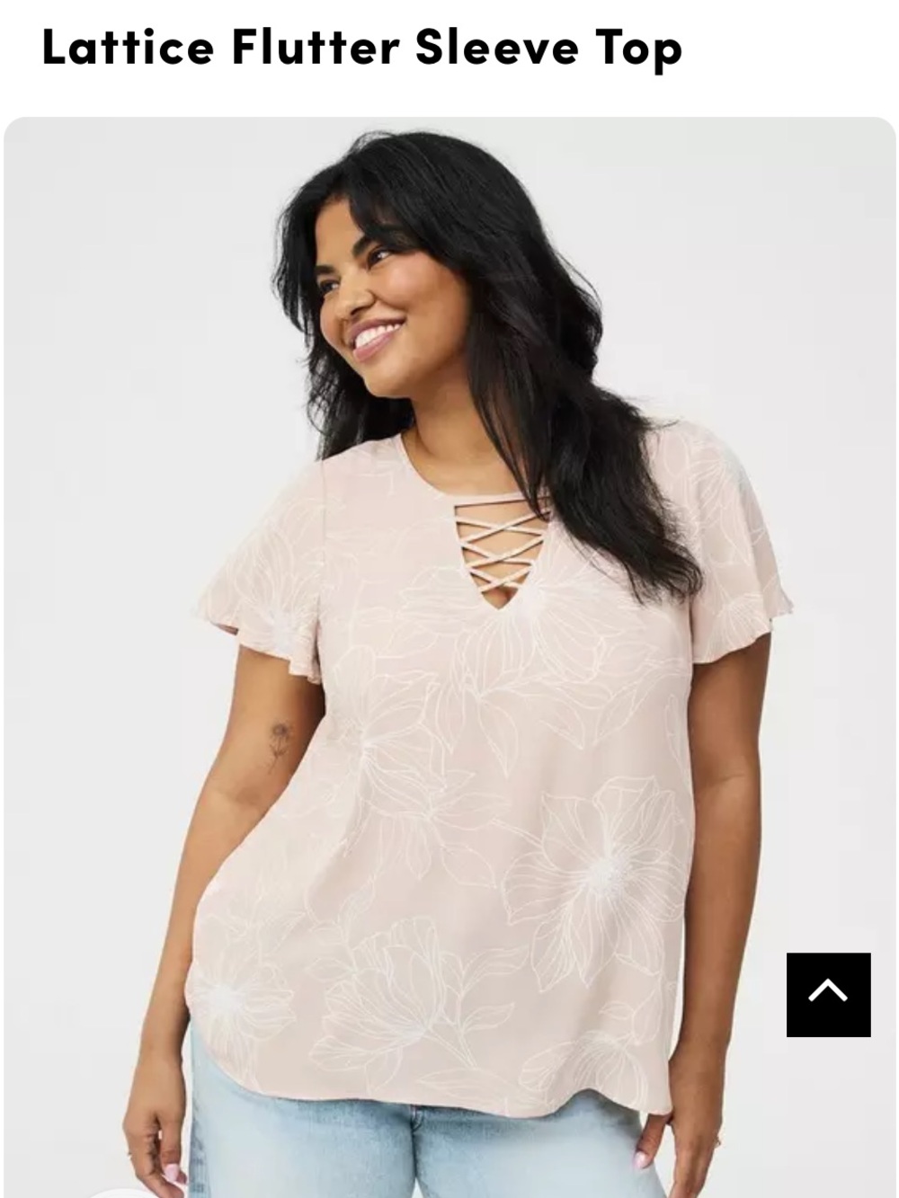 torrid Blush Pink Lattice Flutter Sleeve Top